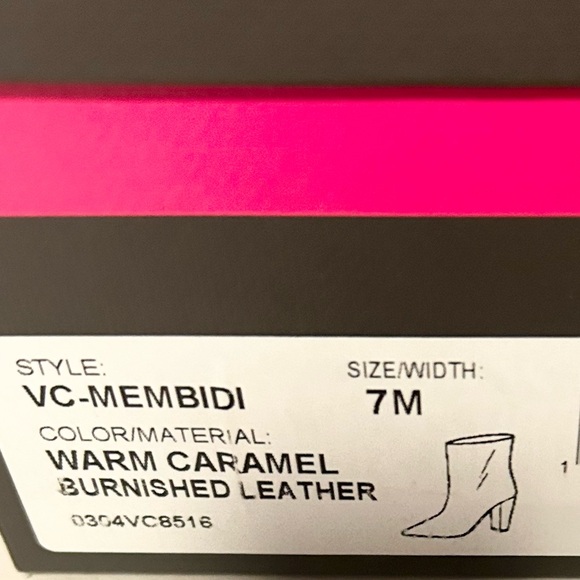 Vince Camuto Membidi Dress Boots Warm Carmel Burnish Leather Size 7M NIB - Picture 5 of 6